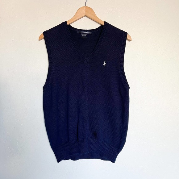 Ralph Lauren Golf Jackets & Blazers - Ralph Lauren Golf Women's Navy Sweater Knit Vest White Logo XL